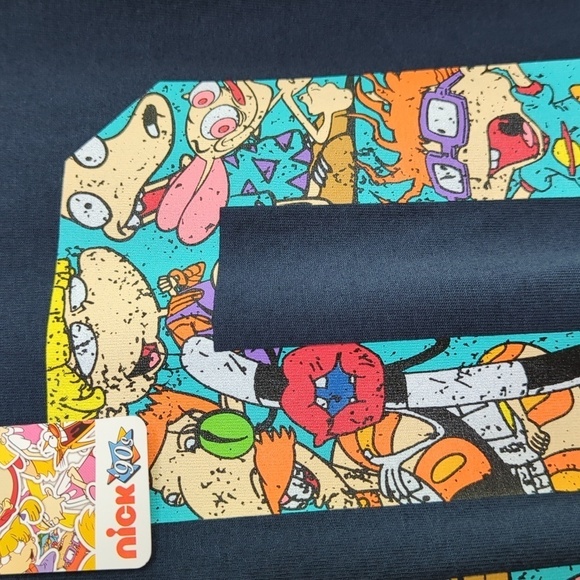 NWT Nickelodeon Nick 90's Cartoon Characters Short Sleeve T-Shirt Navy Size L - Picture 5 of 11